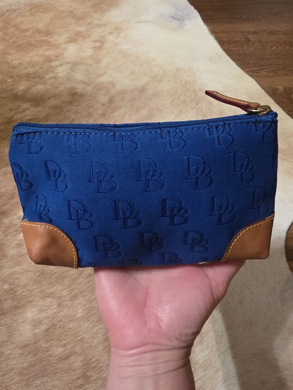 Dooney & Bourke Signature Blue Canvas Small Cosmetic Bag